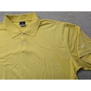 Nike Polo Shirt Men's XL Yellow Short Sleeve‎ Golf Fit Dry Vented Black Label